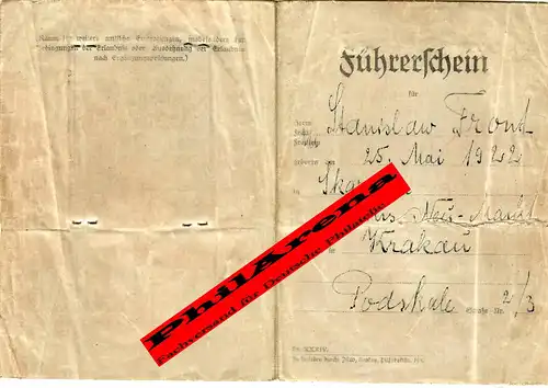 Generalgouvernement GG: Führerschein 1941, Krakau