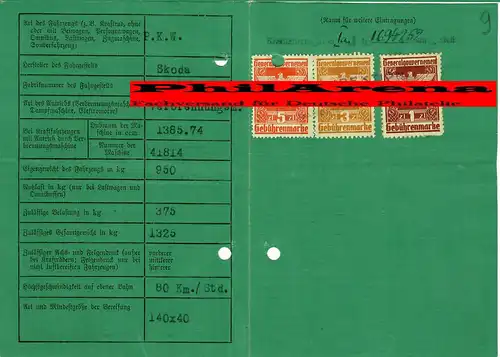 GG: permis de conduire de voiture Skoda, 1943