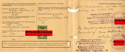 Generalgouvernement GG: Kraftfahrzeugschein Ringhofer Tatra-Werke, 1942