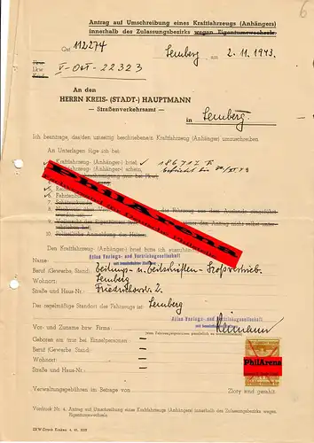 Generalgouvernement GG: Antrag Umschreibung KFZ, Lemberg 1943, GAZ