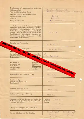 Generalgouvernement GG: Antrag Umschreibung KFZ, Lemberg 1943, LKW Z.I.S.-5  