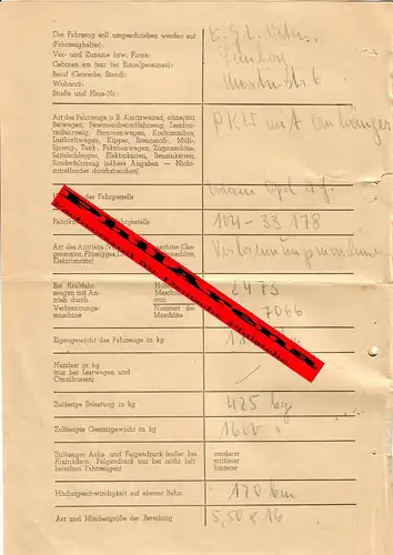 Generalgouvernement GG: Antrag Umschreibung PKW mit Anhänger OPEL, Lemberg 1944