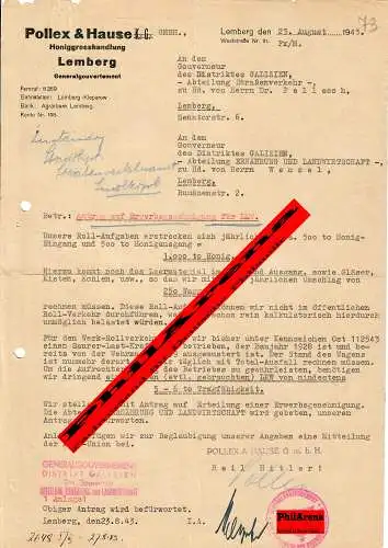 Gouvernement général GG: demande d'autorisation d ' achat de camion, Lemberg 1943
