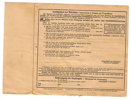 GG: Pays-Bas Cartes de colis: Bureau de douane de Cracovie SELTEN 1944
