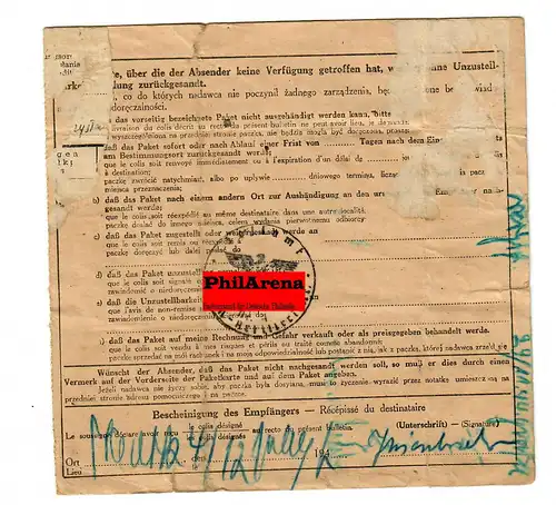 Generalgouvernement GG Ausland Paketkarte Opoczno nach Spandau, 1944