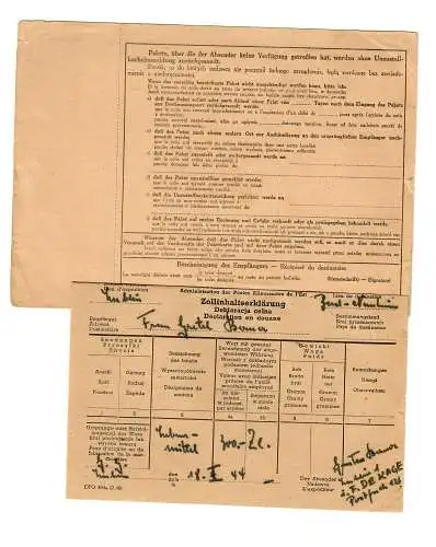 Generalgouvernement GG Ausland Wert-Paketkarte Lublin - Bad Nauheim, 1944