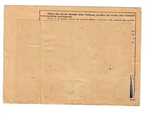 Generalgouvernement GG Ausland Paketkarte Parcew nach Kräben, 1944