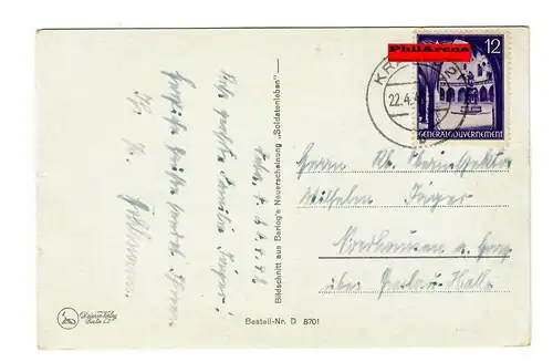 Generalgouvernement GG: Postkarte mit Spruch Soldatenleben, Krakau 1941