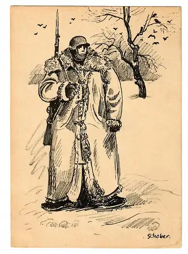 Generalgouvernement GG: Postkarte eines Soldaten im Winter, Krakau 1940