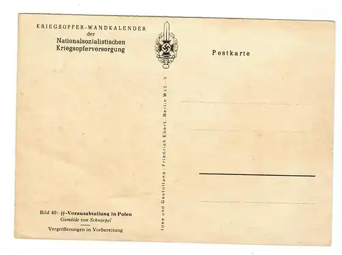 Gouvernement général GG: Carte postale de la NS-Sacrifice; motif de Pologne