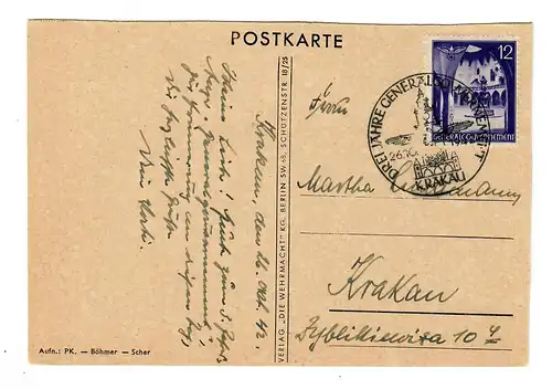 Gouvernement général GG: Service de suivi de la carte postale, Cracovie 1942