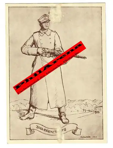 Gouvernement général GG Carte postale très rare Protection des frontières douanières, 1941