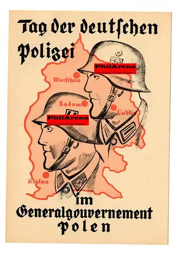 Gouvernement général GG Carte postale très rare pour le jour de la police allemande 1940