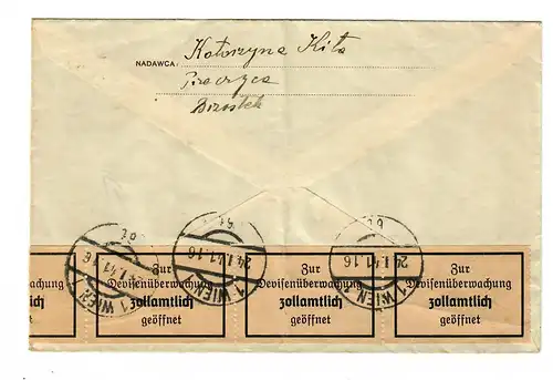 GG: Affaire complète U1 Agence postale Brzostek sur Jaslo - Vienne 1941