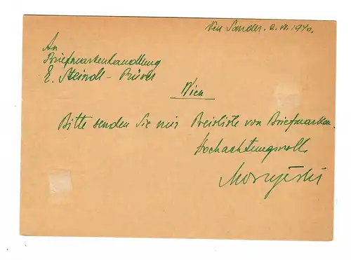 Generalgouvernement GG: Ganzsache P3II 06, 1940 von Neu-Sandez nach Wien