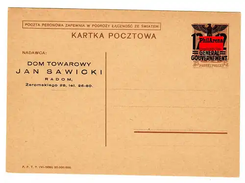 Gouvernement général GG: P4 Text 03, blanc *, tirage