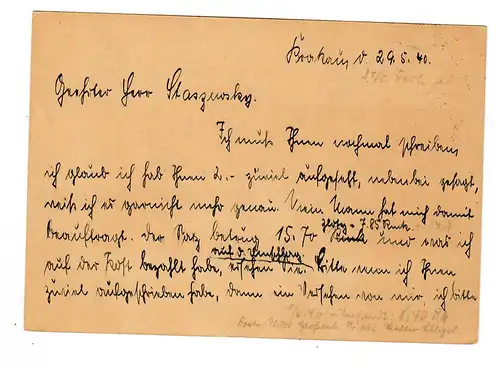 Gouvernement général GG: P4 Texte 01, Cracovie après Leipzig 1940