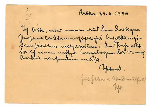 Generalgouvernement Ganzsache GG: P4 Text 01, Eilboten Rabka 1940