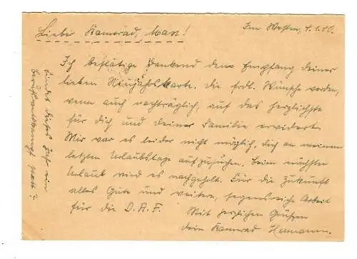 Generalgouvernement Ganzsache GG P7 Frage, Text 09: Urkarte als Feldpost 6.1.40