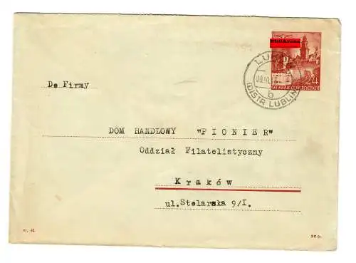 Generalgouvernement GG: Ganzsachen Umschlag U2/02: Lukow- Krakau 1943 an Pionier