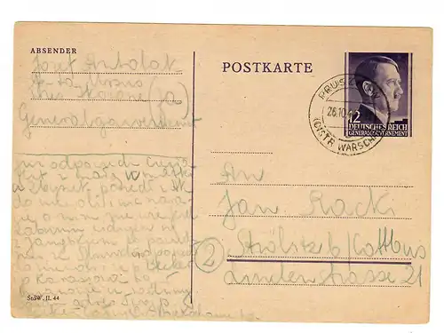 Gouvernement général GG: Affaire P13: Pruszkov après Strölitz, 1942, Code postal