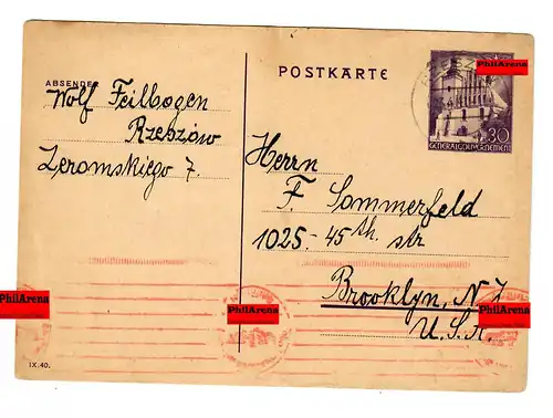 Gouvernement général GG: Affaire P9: Rzeszow, après Brooklyn NJ, États-Unis 1941