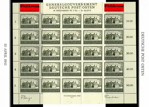 Generalgouvernement GG: Bogen MiNr. 113, Sektor I/2, postfrisch. Plattenfehler