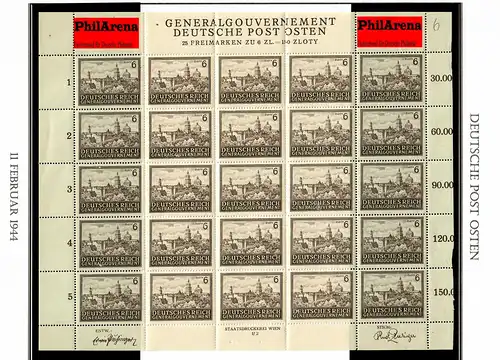 Generalgouvernement GG: Bogen MiNr. 113-116, Sektor I/2, postfrisch. komplett