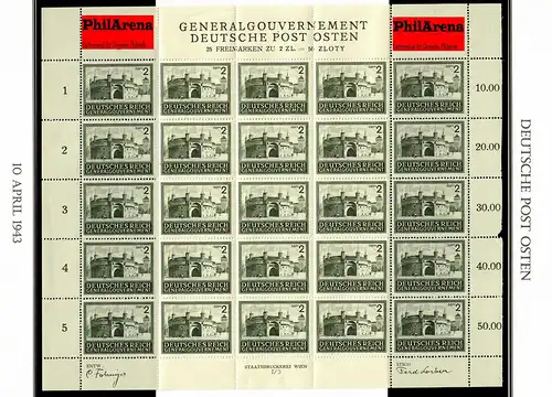 Generalgouvernement GG: Bogen MiNr. 113-116, Sektor I/3, postfrisch. komplett