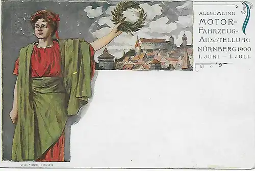 DR: Ganzsache Motor-Fahrzeug-Ausstellung Nürnberg, 1900