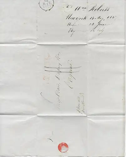 USA: Transatlantische Post USA - Frankeich Cognac, 1827, -P. Howard-