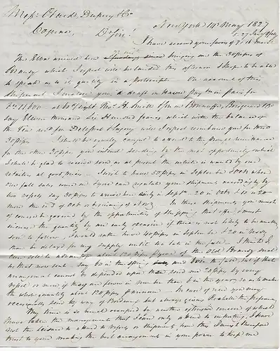 Etats-Unis: Poste transatlantique USA - Frankeich Cognac, 1827, -P. Howard-