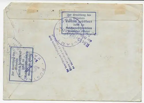 1948: Zur Ermittlung des Absenders geöffnet, Kassel: Brief von Kirchhain/Kassel