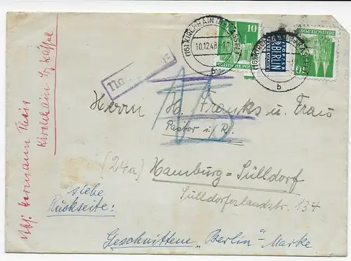 1948: Ouvert pour déterminer l'expéditeur, Kassel: Lettre de Kirchhain/Kassel