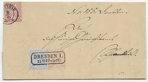 NDP: Brief von Dresden nach Spandau 1869