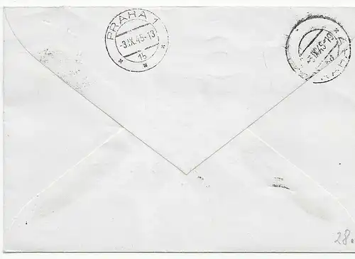 Suède: premier vol 1945: Stockholm - Prague