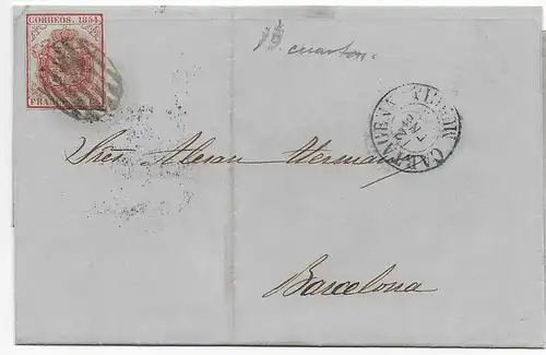 Spanien: Brief von Cartagena nach Barcelona, 1855