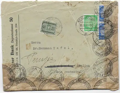 Dresdner Bank nach Italien 1937, Firmenlochung Weiterleitung, Devisenkontrolle