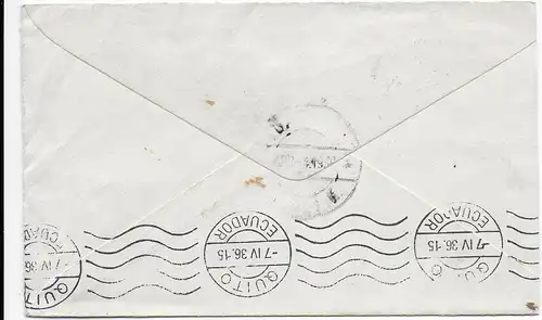 Edgware Middlesex. to Guyaquil/Ecuador - Weiterleitung nach Quito 1936