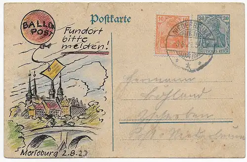 Ballonpost Niederbeuna / Merleburg 1921