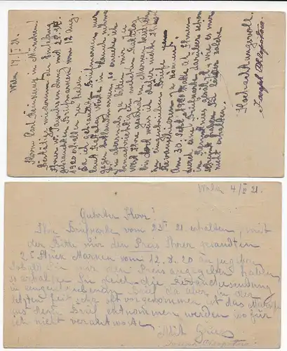 Estonie: 2x carte postale Waik/Valk, 1921 à Munich