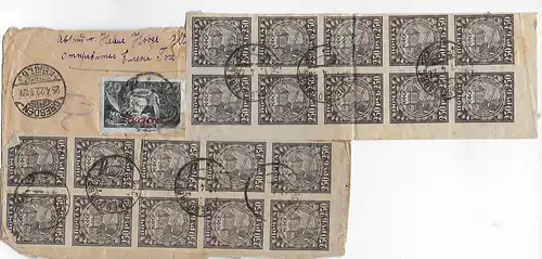 Russland: Brief mit Massenfrankatur (aufklappbar) nach Dresden 1922