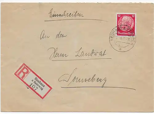 DR: Einschreiben Neuhaus a. Rennweg, 1941 nach Sonneberg