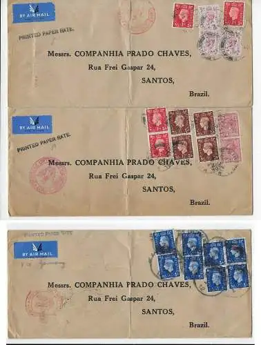 3x Printed matter 1937 to Santos/Brazil with Zeppelin: Europe-Amérique du Sud