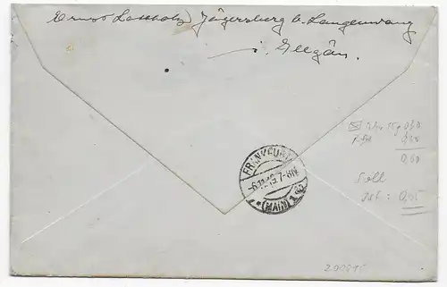 Inscription 1919 de Langenwang à Francfort/M