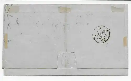 DR: MiNr. 3+5, Bremen 1872 nach Liverpool/England