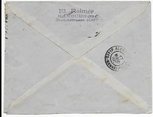 Lettre de Hambourg 1920 à Porto Alegre/Brésil