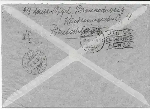 Lettre postale aérienne de Braunswick 1939 au Chili