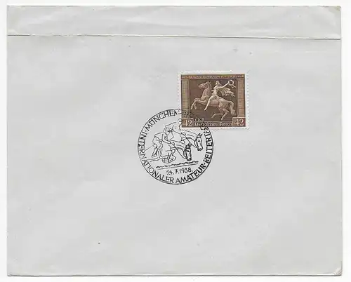 DR: Blankoumschlag mit Sonderstempel: München Amateur Reiterturnier 1938