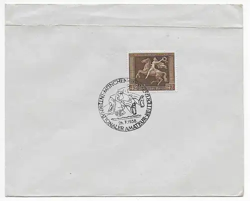DR: Enveloppe blanche avec cachet spécial: Munich Amateur Tournoi d'équitation 1938